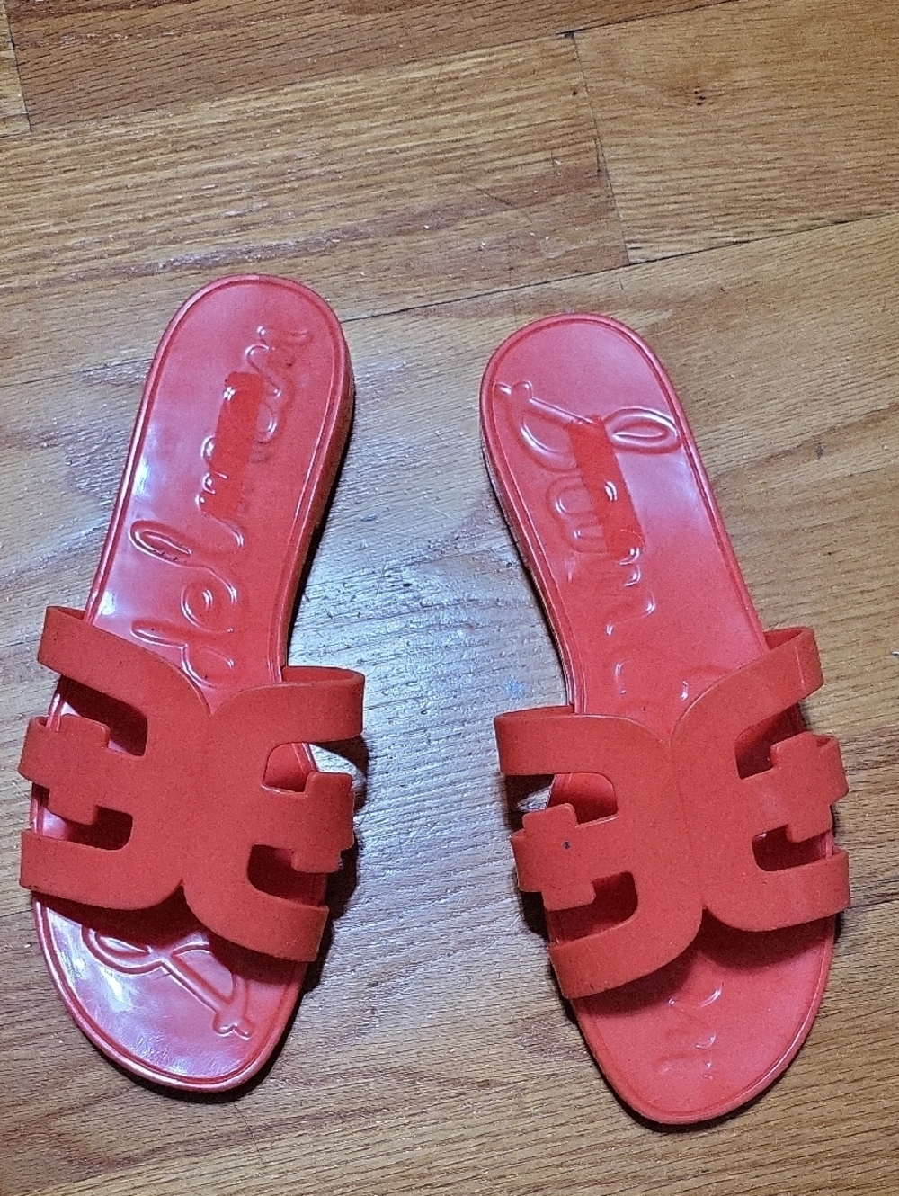 Sam Edelman Orange Rubber Slide Sole with Brand Logo